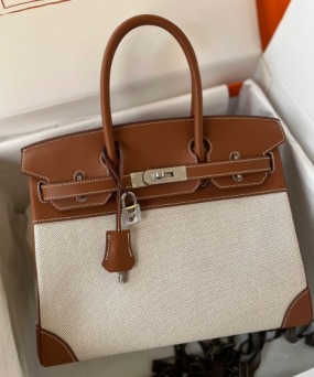 에르메스 버킨백30 톨리 골드브라운 은장 캔버스 스위프트